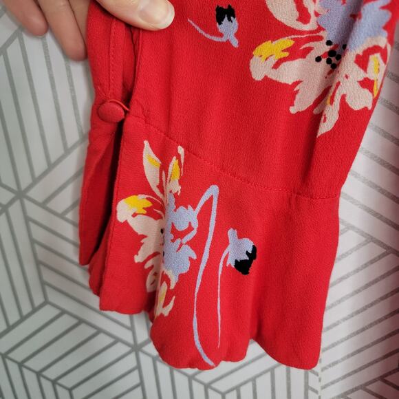 Free People Time On My Side Wrap Dress in Red Floral Sz Medium - Picture 6 of 10